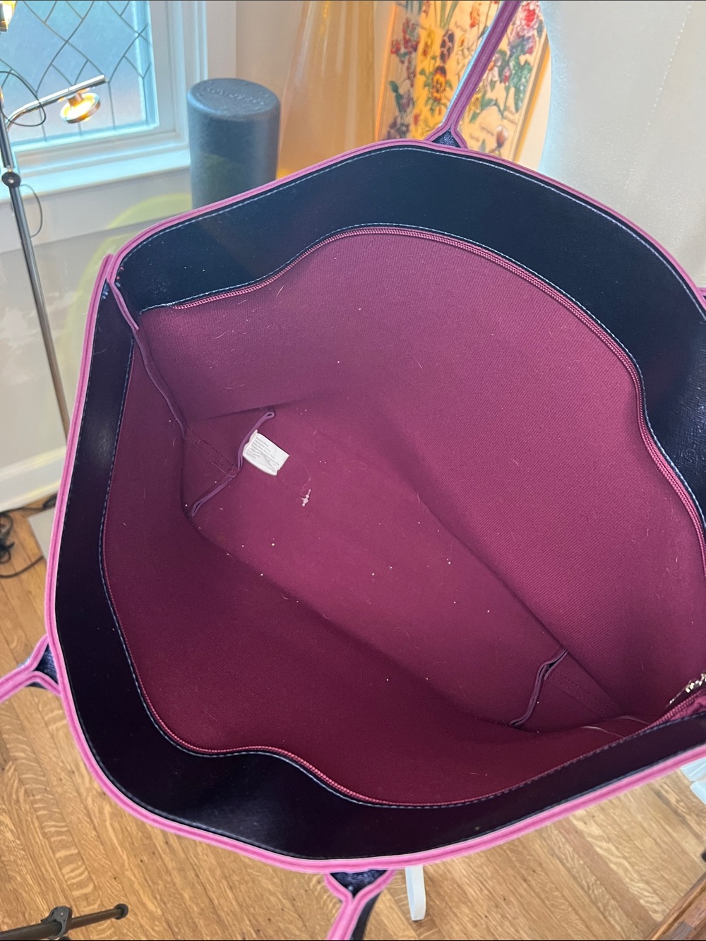 Women's Deep Purple Large Tote Bag - Classic Everyday Shoulder Tote - Picture 3 of 5